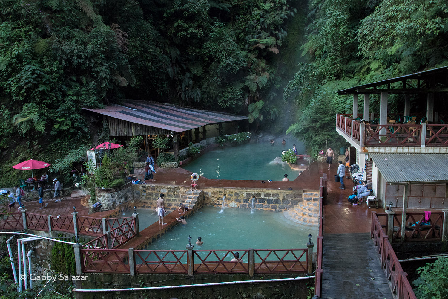 Hot springs like Fuentes Georginas exist because of the geothermal heat of the Zunil volcano, Tourists and locals alike can relax and enjoy the benefits of volcanic landscapes.